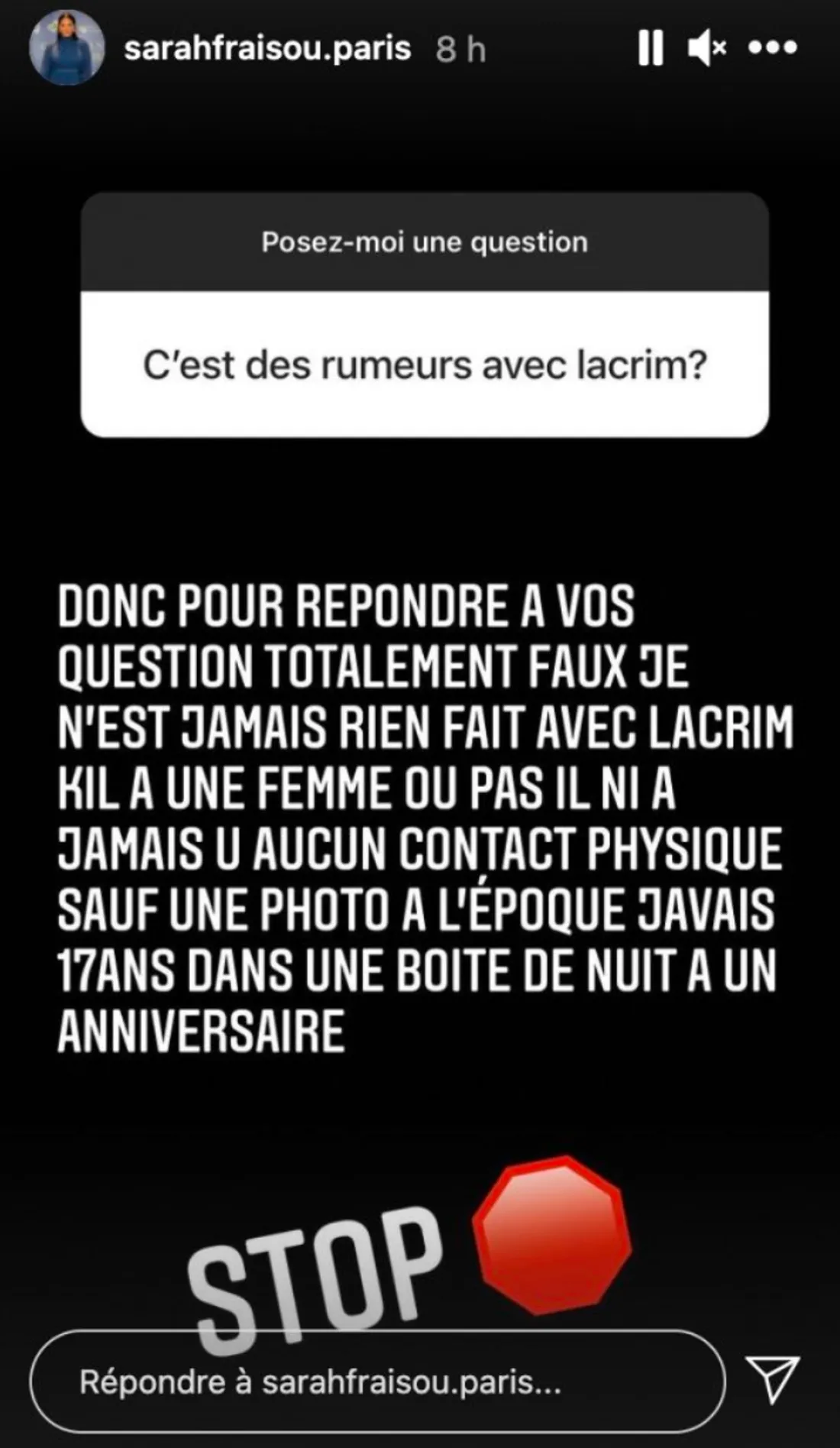 Réponse de Sarah Fraisou 